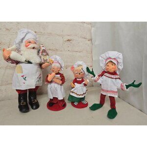 4 Annalee Santa Gingerbread House Elf Mouse Chef Christmas Bakers Dolls